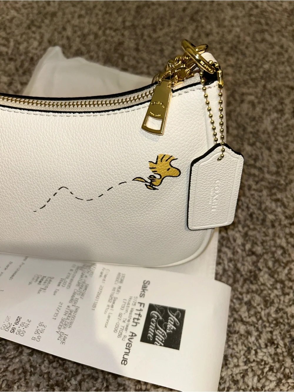 Coach x Snoopy white shoulder bag